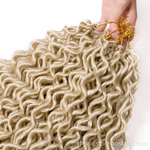 Faux Locs curly 16 inch Crochet Braid hair 75g/pack,24 strands/pack Synthetic Braiding Hair extensions Blonde
